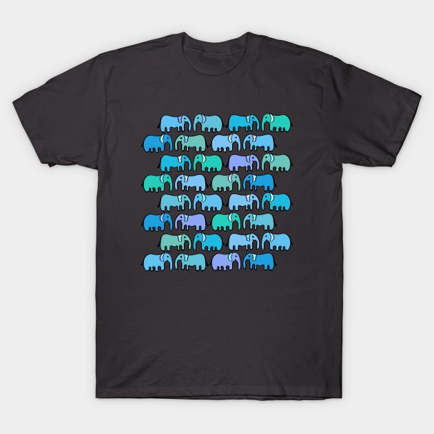 Cute and Colorful Elephant Pattern T-Shirt by Davey's Designs